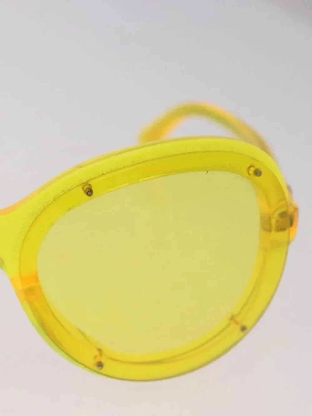 CHANEL Sunglasses Plastic Yellow CC Auth 184281M
